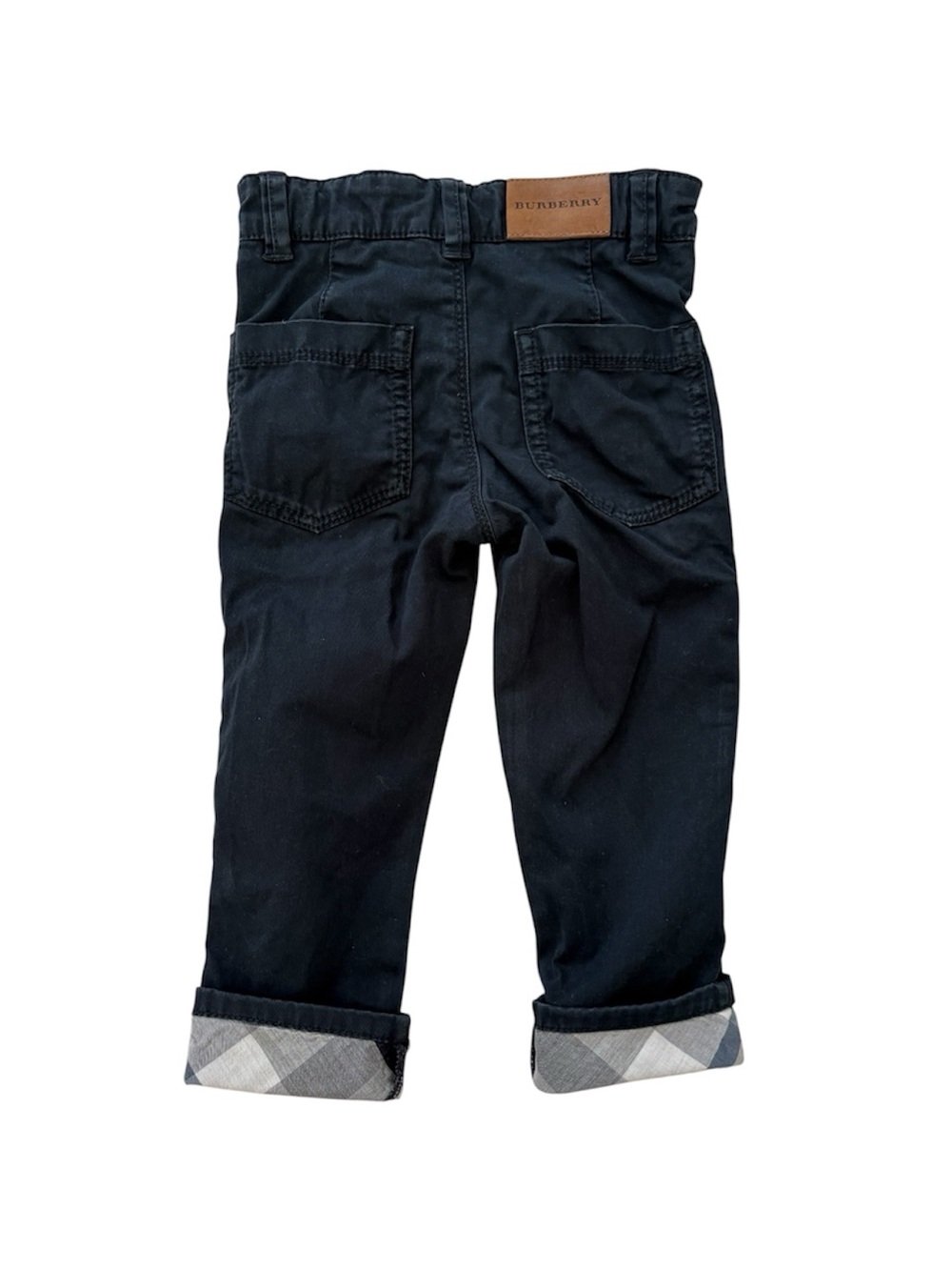 Burberry Kids Navy Check-Cuff Trousers Chinos